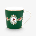 Load image into Gallery viewer, Dark Green Porcelain Mug 250 ml Love Birds