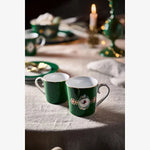 Load image into Gallery viewer, Koyu Yeşil Porselen Kupa 250 Ml Love Birds mzkcb0-gy.myshopify.com