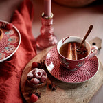 Load image into Gallery viewer, Pip Studio Flower Festival Red Porcelain Teacup Set 51004147