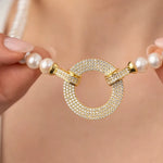 Load image into Gallery viewer, 19 Yuvarlak Sarı Gümüş İnci Kolye mzkcb0-gy.myshopify.com