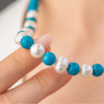 Load image into Gallery viewer, 2k Turkuaz Taş ve İnci Kolye mzkcb0-gy.myshopify.com Turkuaz Taş ve İnci Kolye #TİCSBRANDS#