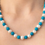 Load image into Gallery viewer, 2 Turkuaz Taş ve İnci Kolye mzkcb0-gy.myshopify.com Turkuaz Taş ve İnci Kolye #TİCSBRANDS#