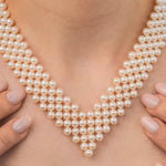 Load image into Gallery viewer, 10-1 5 Sıralı V Örgü İnci Kolye mzkcb0-gy.myshopify.com 5 Sıralı V Örgü İnci Kolye #TİCSBRANDS#