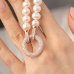 Load image into Gallery viewer, 20-1 Yuvarlak Rose Gümüş İnci Kolye mzkcb0-gy.myshopify.com