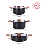 Load image into Gallery viewer, Neoflam Bien Black 10-Piece Induction Pot and Pan Set with Acacia Wood Handles