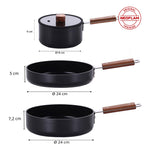 Load image into Gallery viewer, Neoflam Bien Black 10-Piece Induction Pot and Pan Set with Acacia Wood Handles