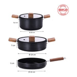 Load image into Gallery viewer, Neoflam Bien Black 5 Parça İndüksiyonlu Tencere Tava Seti Akasya Ağacı Sap ve Kulplu #TİCSBRANDS#