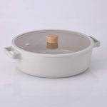 Load image into Gallery viewer, Neoflam Fika Aluminum Beige Cast Iron Pot with Glass Lid 30 cm