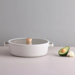 Load image into Gallery viewer, Neoflam Fika Aluminum Beige Cast Iron Pot with Glass Lid 30 cm