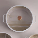 Load image into Gallery viewer, Neoflam Fika Aluminum Beige Cast Iron Pot with Glass Lid 30 cm