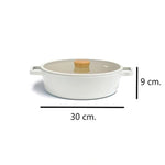 Load image into Gallery viewer, Neoflam Fika Aluminum Beige Cast Iron Pot with Glass Lid 30 cm