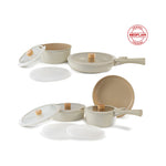 Load image into Gallery viewer, Neoflam Midas Beige 15-Piece Detachable Handle Nesting Induction Pot and Pan Set