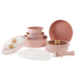 Load image into Gallery viewer, Neoflam Midas Pink 11-Piece Detachable Handle Nesting Induction Pot and Pan Set