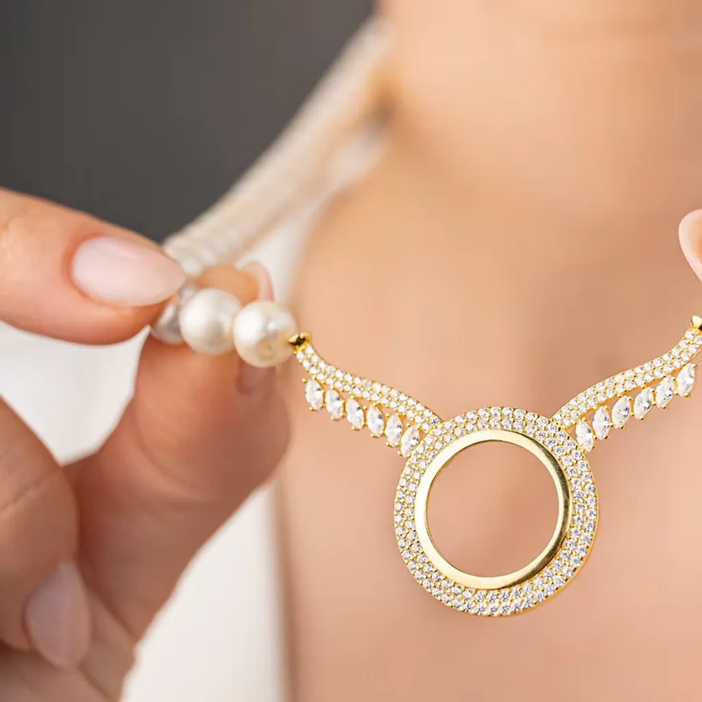 25-1 İnci ve Zirkon Detaylı Kolye #TİCSBRANDS#