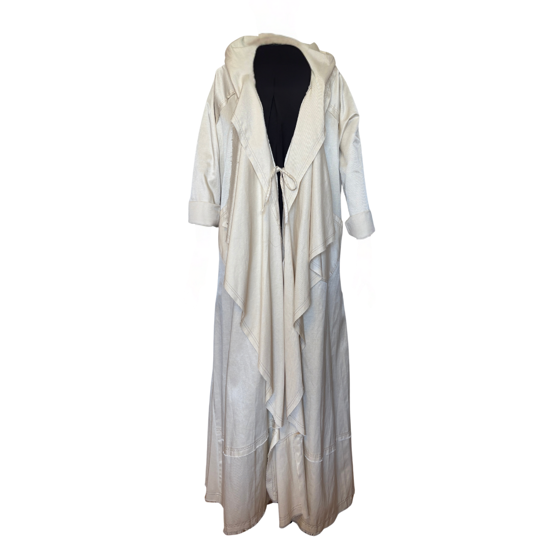 Aslı – Ekru Renkli Bağcıklı Kaftan