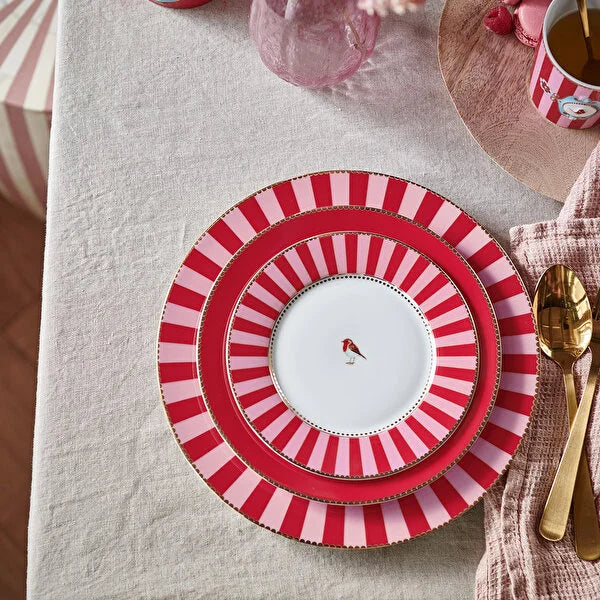 Red Pink Porcelain Cake Plate 17 cm Love Birds Collection by Pip Studio