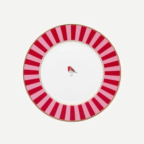 Red Pink Porcelain Cake Plate 17 cm Love Birds Collection by Pip Studio