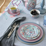 Load image into Gallery viewer, Pip Studio Flower Festival Blue Porcelain Cake Plate 51001284
