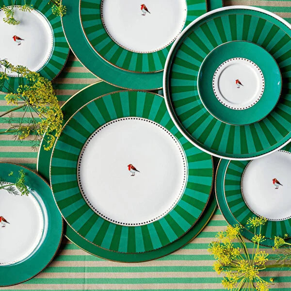 Green Porcelain Breakfast Plate 21 cm Love Birds Collection by Pip Studio 