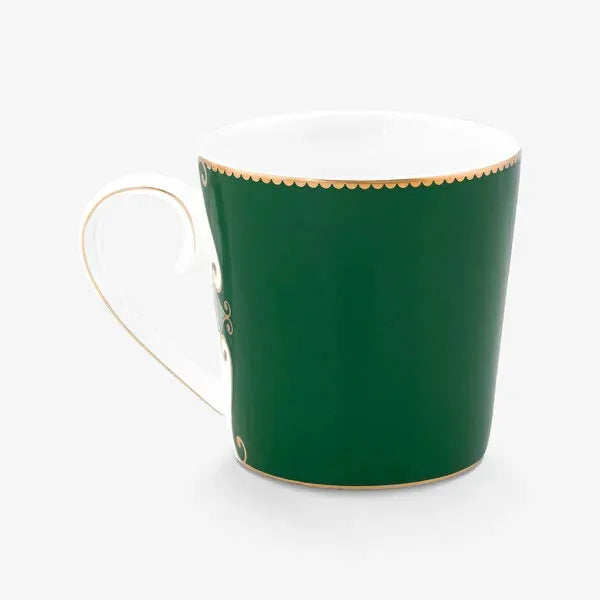 Dark Green Porcelain Mug 250 ml Love Birds