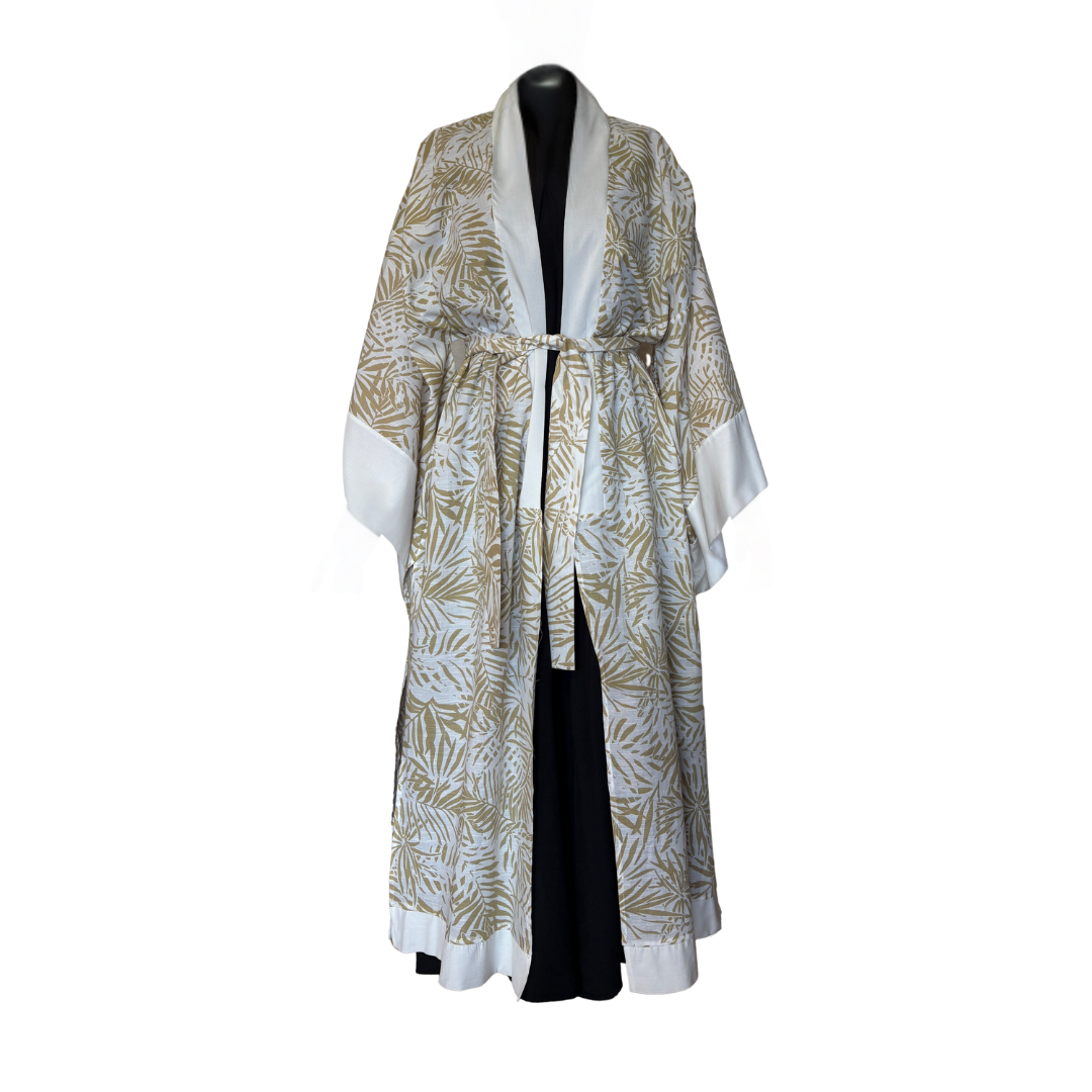 Green Kimono with Nature Pattern