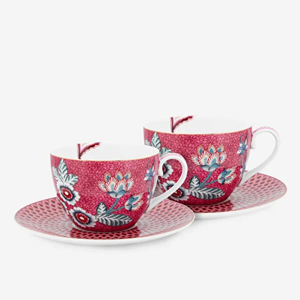 Pip Studio Flower Festival Red Porcelain Teacup Set 51004147