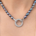 Load image into Gallery viewer, 9 Siyah İncili Gümüş Halka Kolye mzkcb0-gy.myshopify.com
