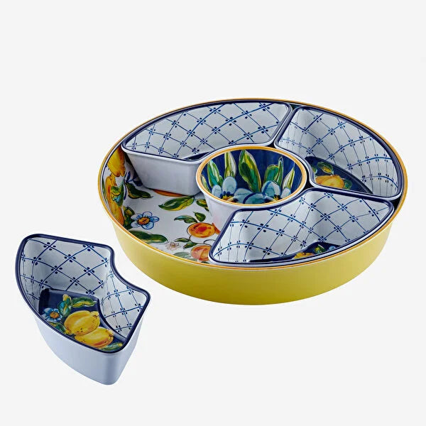 Chiara Alessi Capri Blue Melamine 5-Compartment Serving Tray CAMAR0037YW