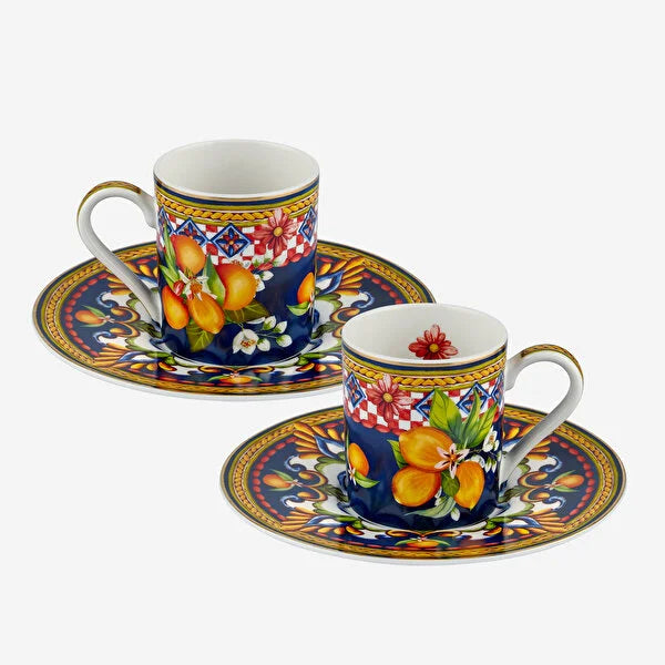 Chiara Alessi Capri Blue Porcelain Coffee Cup Set CAPFL2ECBL2