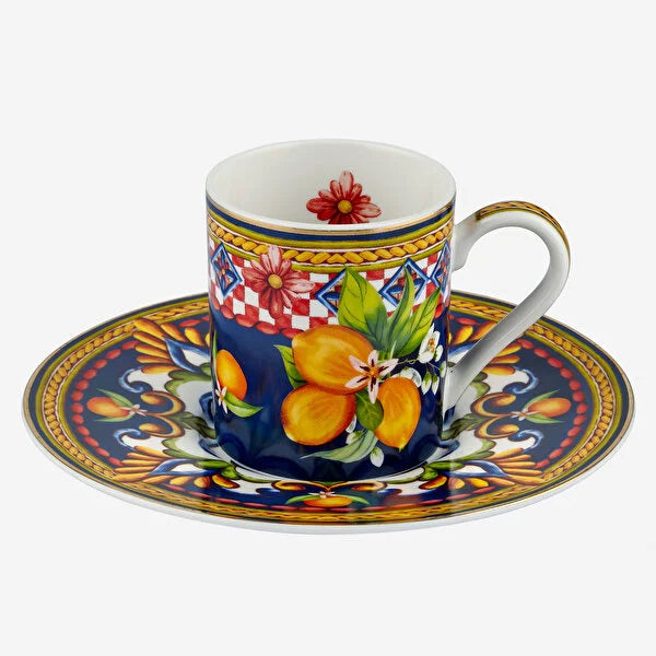 Chiara Alessi Capri Blue Porcelain Coffee Cup Set CAPFL2ECBL2