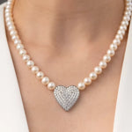 Load image into Gallery viewer, 16 Kalp Taşlı İnci Kolye mzkcb0-gy.myshopify.com
