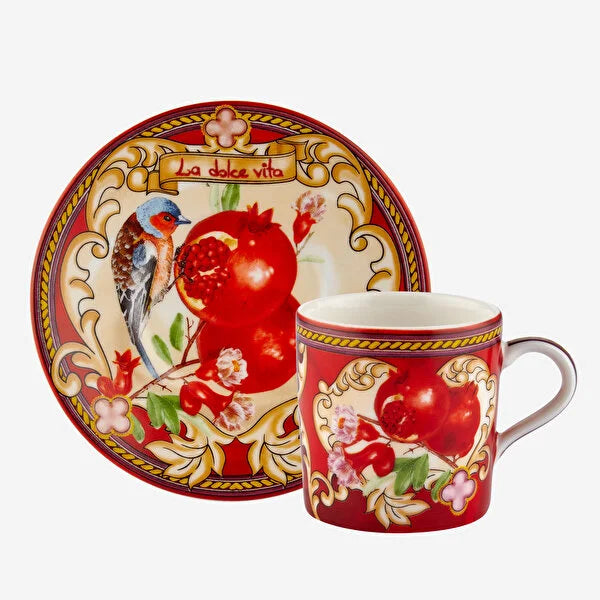 Chiara Alessi Capri Kırmızı Porselen Kahve Fincan Seti CAPTNDV1ECRB2 #TİCSBRANDS#