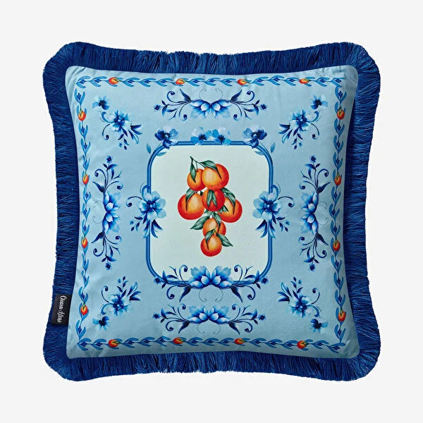 Chiara Alessi Carpe Diem Blue Velvet Decorative Pillow CATAR4343OB