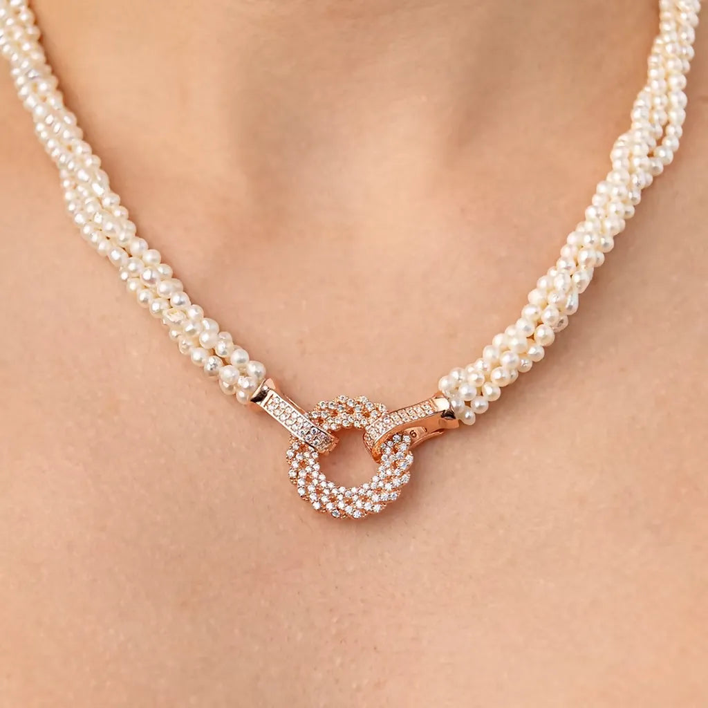 23-1 Roz Altın Detaylı İnci Kolye mzkcb0-gy.myshopify.com