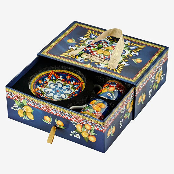 Chiara Alessi Capri Blue Porcelain Coffee Cup Set CAPFL2ECBL2