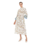 Load image into Gallery viewer, KİWE Dik Yakalı Desenli Midi Bej Elbise mzkcb0-gy.myshopify.com KİWE Dik Yakalı Desenli Midi Bej Elbise #TİCSBRANDS#
