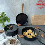 Load image into Gallery viewer, Neoflam Bien Black 5 Parça İndüksiyonlu Tencere Tava Seti Akasya Ağacı Sap ve Kulplu #TİCSBRANDS#
