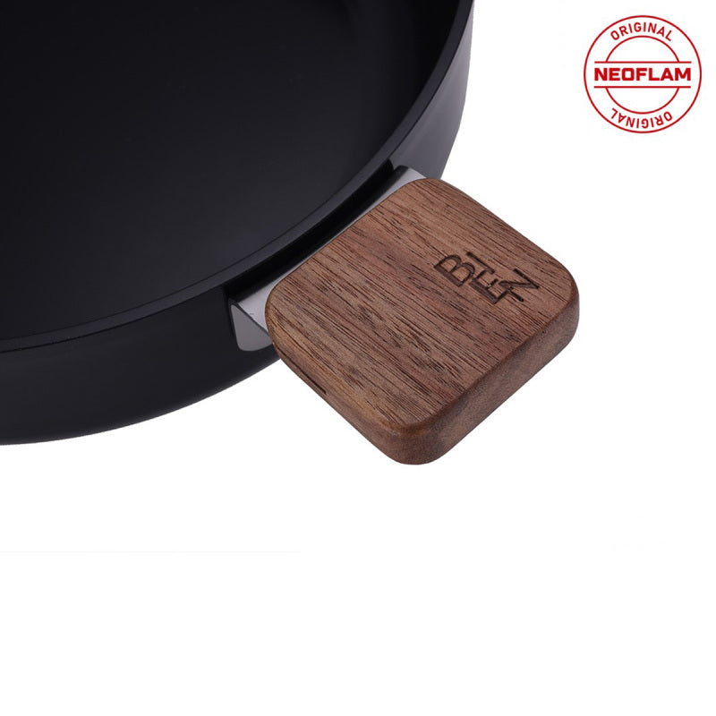 Neoflam Bien Black 5 Piece Induction Pot and Pan Set with Acacia Wood Handles