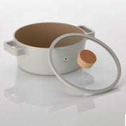 Neoflam Fika Aluminum Cast Iron Pot with Beige Glass Lid 18 cm