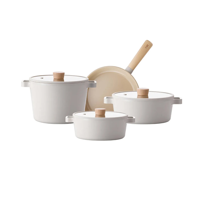 Neoflam Fika Beige Pots and Pans Set 7 Pieces