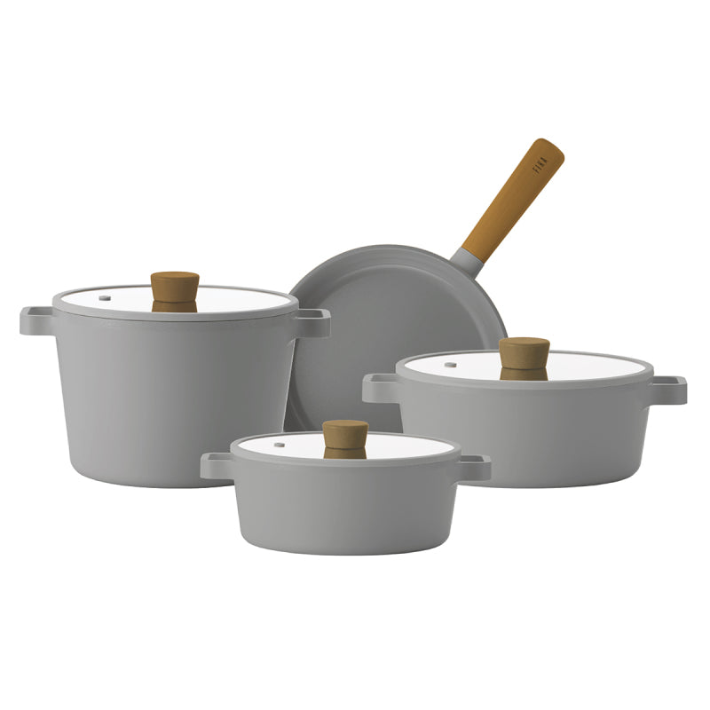 Neoflam Fika Gray Pots and Pans Set 7 Pieces