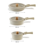 Load image into Gallery viewer, Neoflam Midas Beige 15-Piece Detachable Handle Nesting Induction Pot and Pan Set
