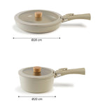 Load image into Gallery viewer, Neoflam Midas Beige 15-Piece Detachable Handle Nesting Induction Pot and Pan Set
