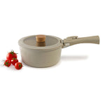 Load image into Gallery viewer, Neoflam Midas Beige 15-Piece Detachable Handle Nesting Induction Pot and Pan Set
