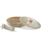 Load image into Gallery viewer, Neoflam Midas Beige 15-Piece Detachable Handle Nesting Induction Pot and Pan Set
