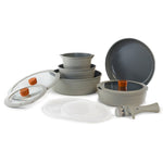 Load image into Gallery viewer, Neoflam Midas Gray 11-Piece Detachable Handle Nesting Induction Pot and Pan Set
