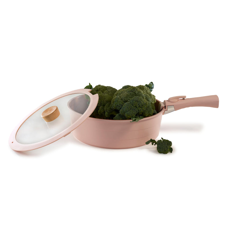 Neoflam Midas Pink 11-Piece Detachable Handle Nesting Induction Pot and Pan Set