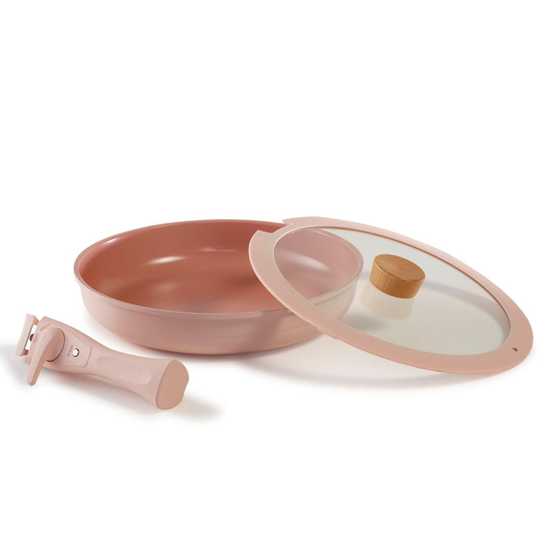 Neoflam Midas Pink 9 Piece Detachable Handle Nesting Induction Pot and Pan Set
