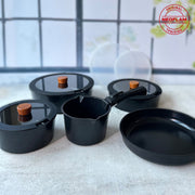 Neoflam Midas Black 11-Piece Detachable Handle Nesting Induction Pot and Pan Set