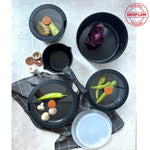 Load image into Gallery viewer, Neoflam Midas Black 11-Piece Detachable Handle Nesting Induction Pot and Pan Set
